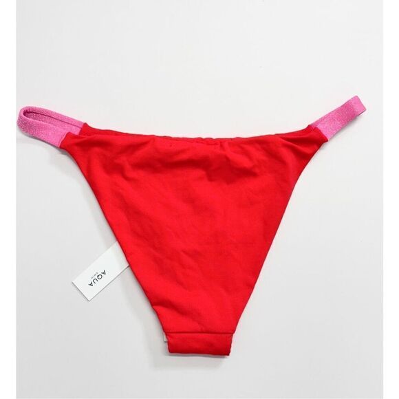 AQUA Bikini Bottom Swimwear Red Pink Beachwear Size Small NEW - Picture 4 of 6